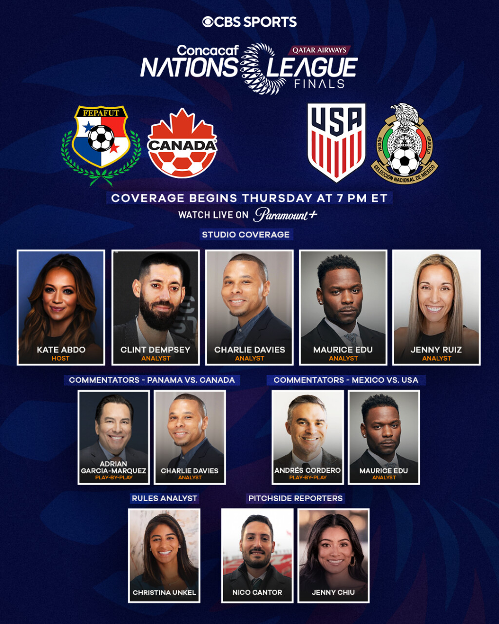 Paramount Press Express  CBS SPORTS ANNOUNCES LIVE MATCH AND ON-SITE  STUDIO COVERAGE PLANS FOR CONCACAF NATIONS LEAGUE FINALS WITH EVERY MATCH  ON PARAMOUNT+