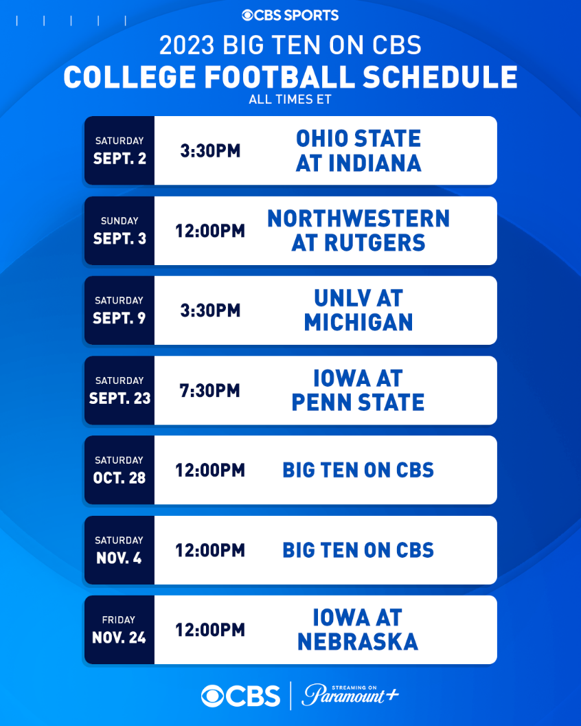 Paramount Press Express  CBS SPORTS ANNOUNCES SCHEDULE FOR INAUGURAL “BIG  TEN ON CBS” SEASON